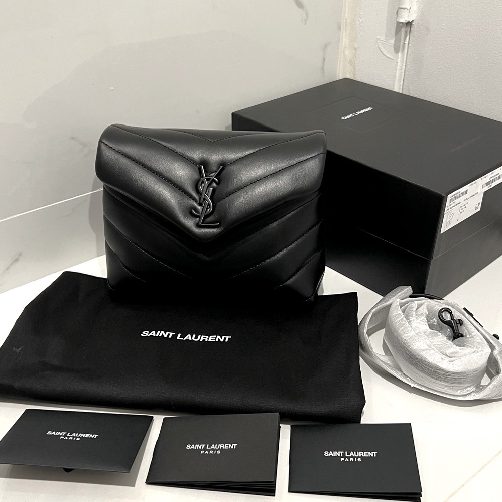 YSL Loulou Toy strap bag in quilted ‘Y’ leather - Black Leather with Black HW
